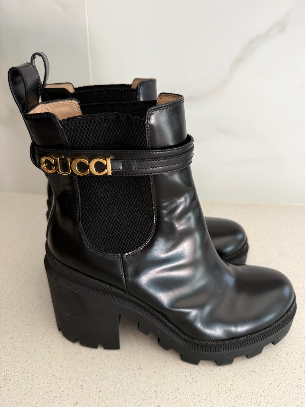 Gucci Trip Chelsea Boot Logo Strap Size EU 40 US 10 - Picture 3 of 9